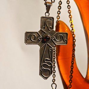 Garnet & Silver Cross